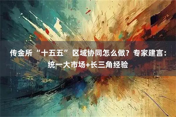 传金所 “十五五” 区域协同怎么做？专家建言：统一大市场+长三角经验
